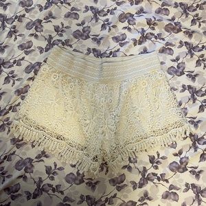 White lace shorts
